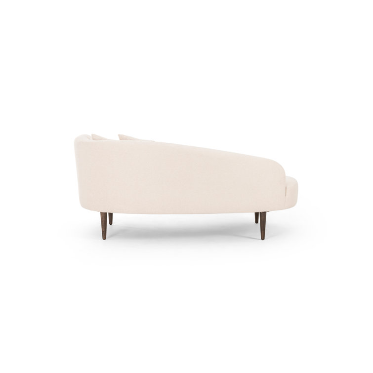 Capri Oatmeal Contemporary Sculptural Chaise with Brown Oak Legs