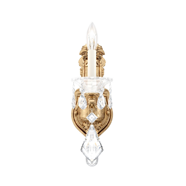 La Scala French Gold Wall Sconce with Clear Heritage Crystals