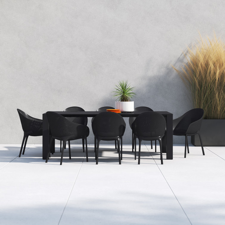 Siesta Air XL 11-Piece Extendable Black Dining Set with Stackable Chairs