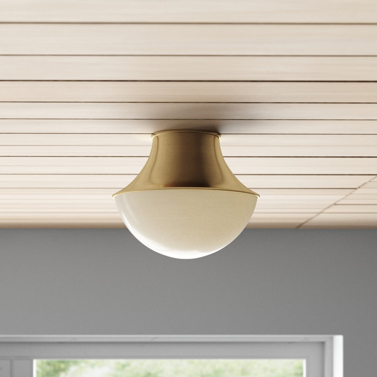 Alistair Curved Metal and Glass Flush Mount in Aged Brass