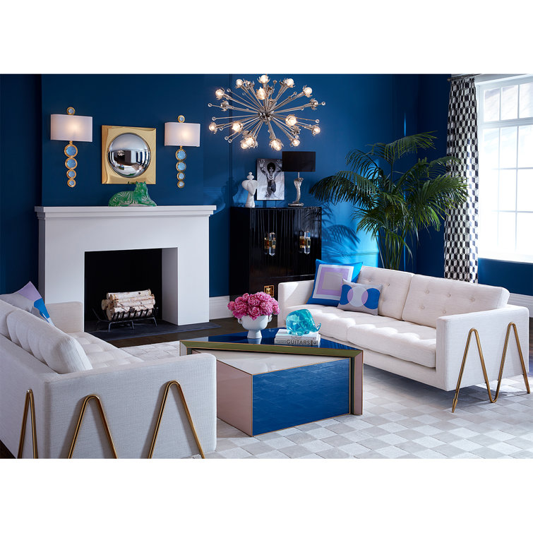Polished Brass and Blue Acrylic 1-Light Wall Sconce
