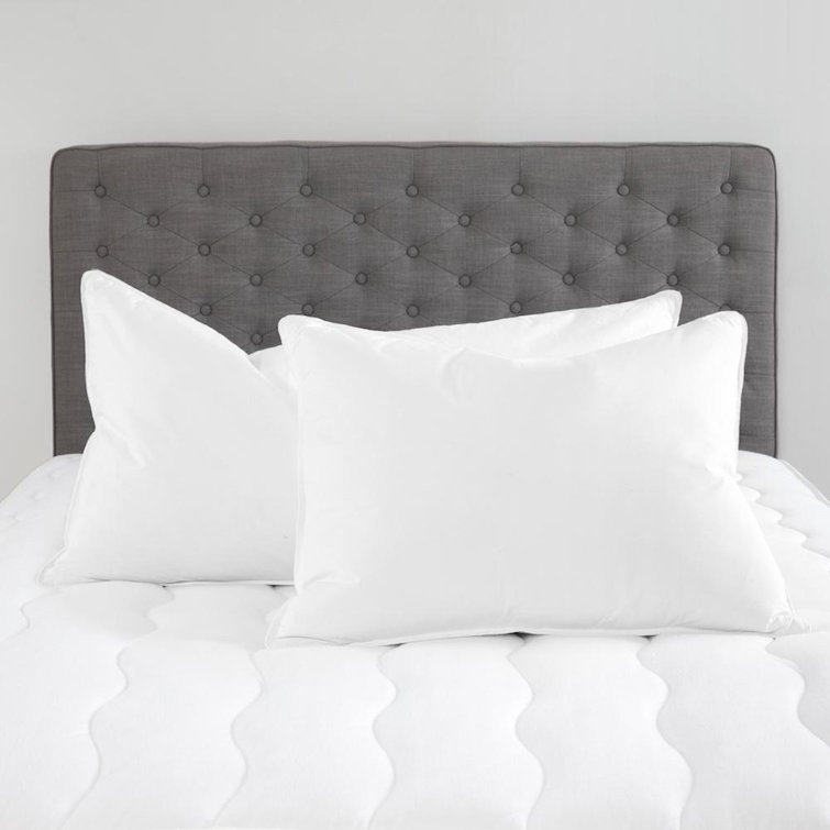 Queen Size White Down Feather Blend Firm Support Pillows, Set of 2