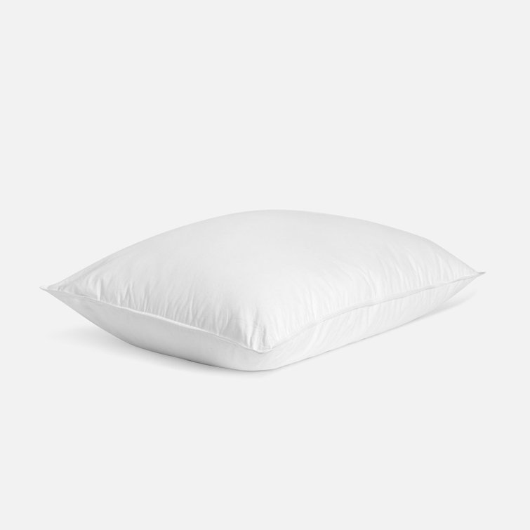 Standard White Goose Feather Down Pillow with Cotton Shell