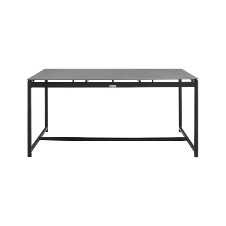Anat Outdoor Dining Table in Aluminum and Teak with Stone Top