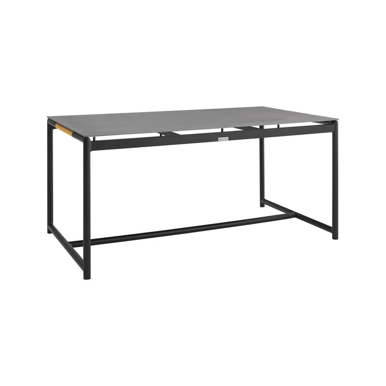 Anat Outdoor Dining Table in Aluminum and Teak with Stone Top