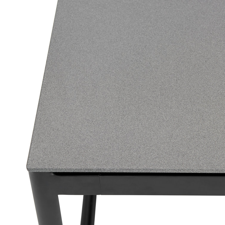 Anat Outdoor Dining Table in Aluminum and Teak with Stone Top