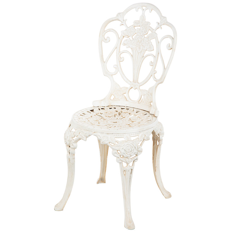 Villa Ravello White Cast Iron Rose Garden Bistro Chair