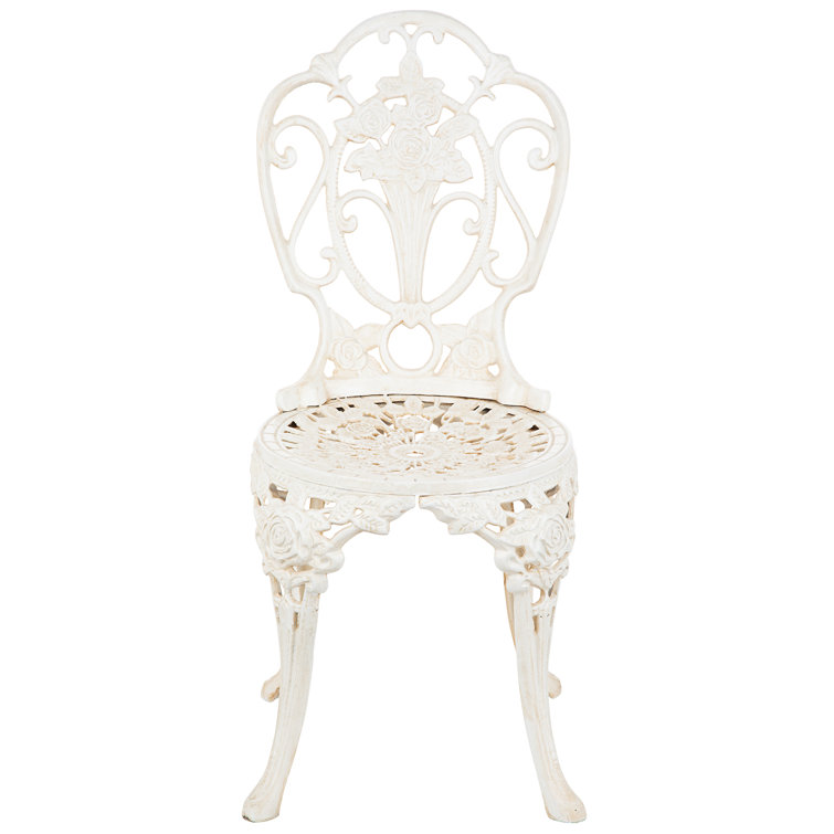 Villa Ravello White Cast Iron Rose Garden Bistro Chair