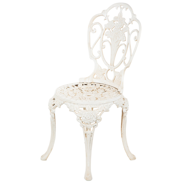 Villa Ravello White Cast Iron Rose Garden Bistro Chair