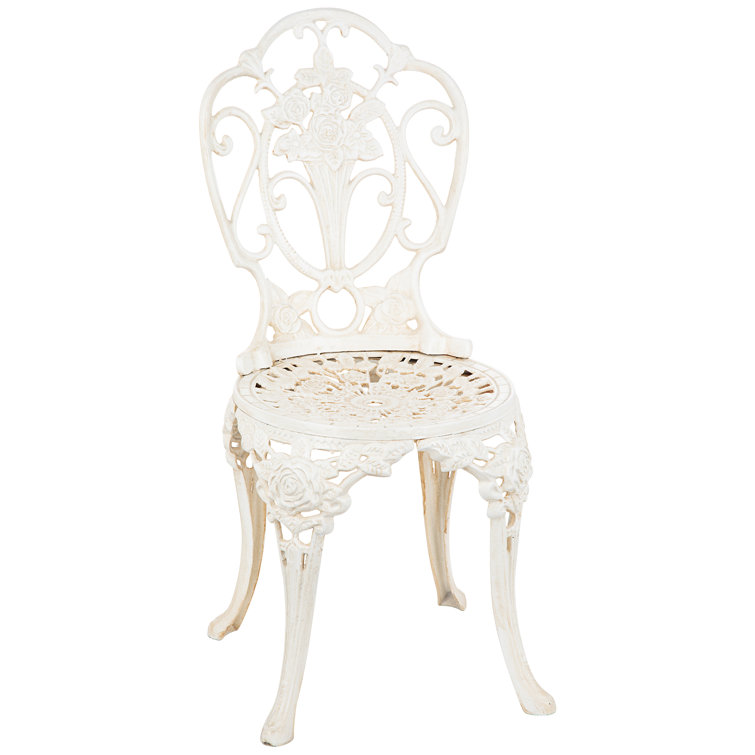 Villa Ravello White Cast Iron Rose Garden Bistro Chair