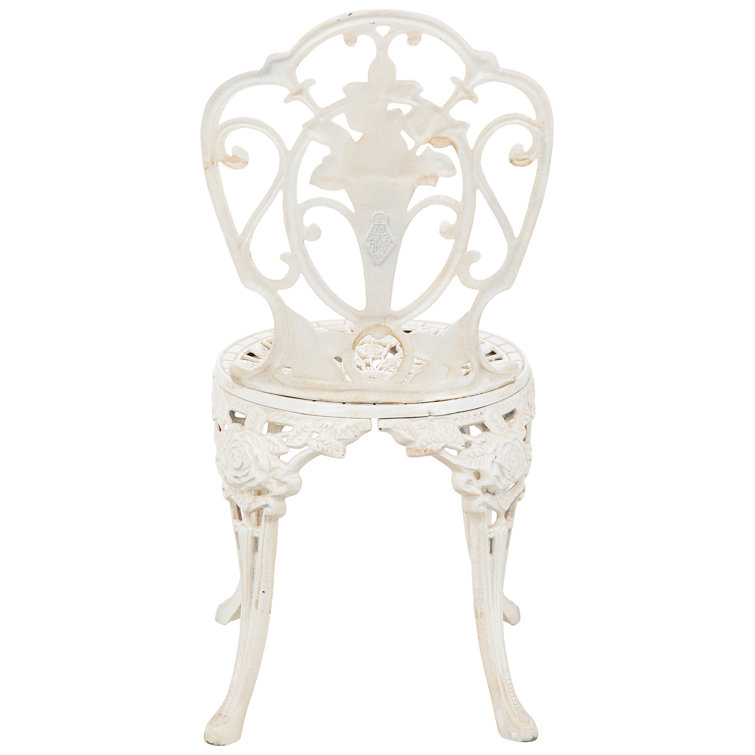 Villa Ravello White Cast Iron Rose Garden Bistro Chair