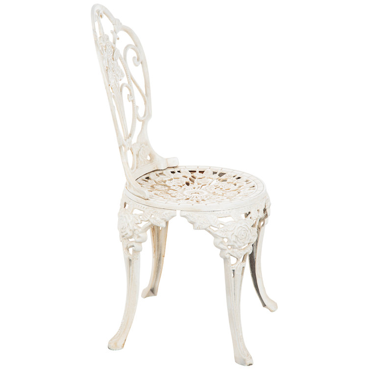 Villa Ravello White Cast Iron Rose Garden Bistro Chair