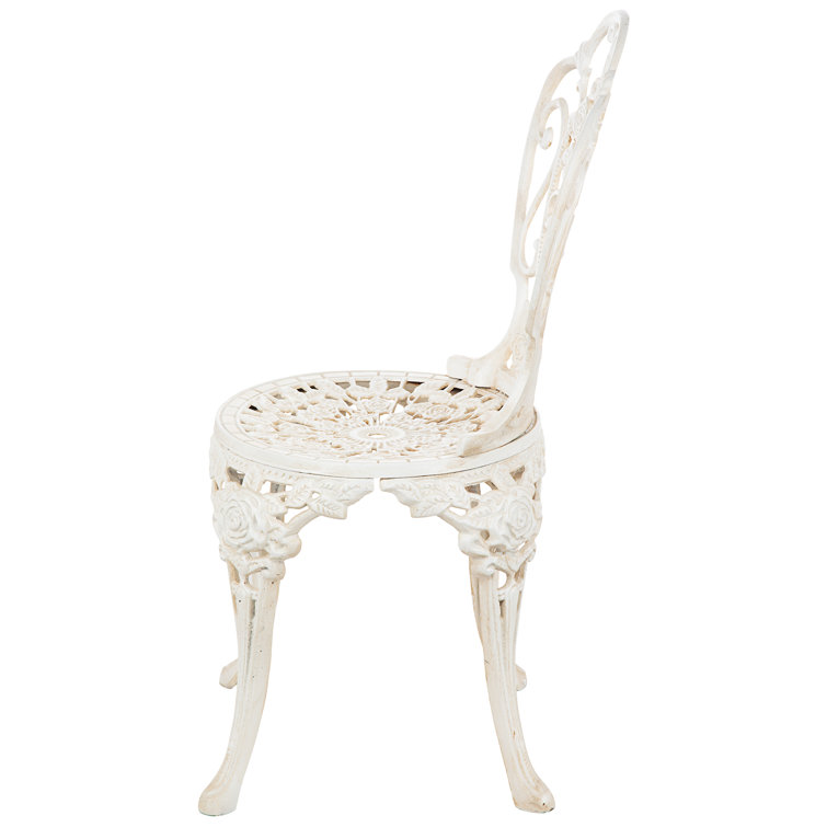 Villa Ravello White Cast Iron Rose Garden Bistro Chair