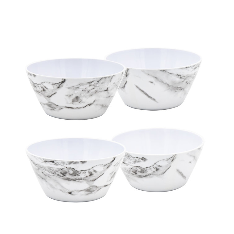 Carrara Marble Gray and White Melamine Cereal Bowls Set