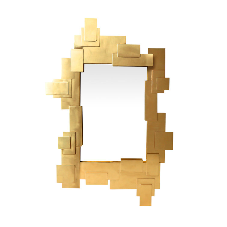 Antique Brass Geometric Puzzle Accent Mirror