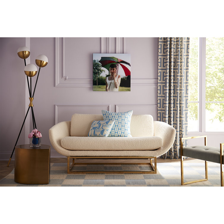 Olympus Oatmeal Velvet Round Arm 2-Seater Settee