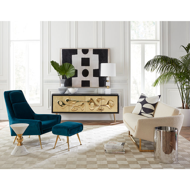 Olympus Oatmeal Velvet Round Arm 2-Seater Settee