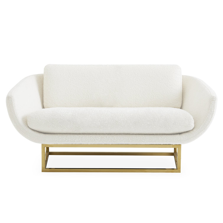 Olympus Oatmeal Velvet Round Arm 2-Seater Settee