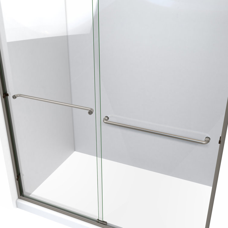 Leser 60" x 65" Frameless Clear Glass Shower Door with Brushed Nickel Frame