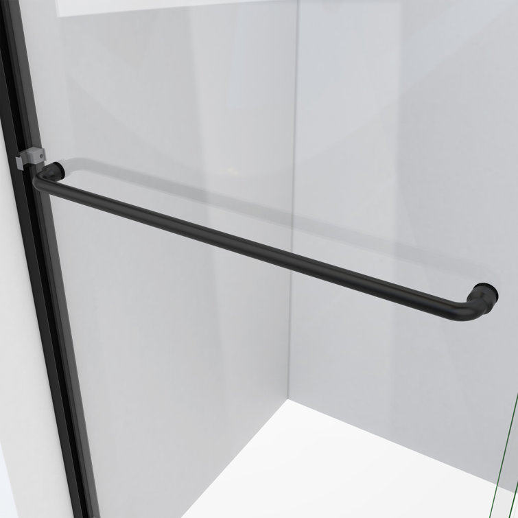 Euro Matte Black Frameless Bypass Shower Door with Clear Glass