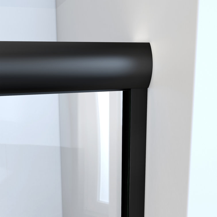 Euro Matte Black Frameless Bypass Shower Door with Clear Glass