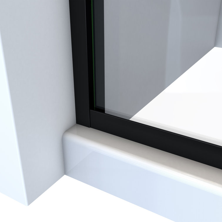 Euro Matte Black Frameless Bypass Shower Door with Clear Glass