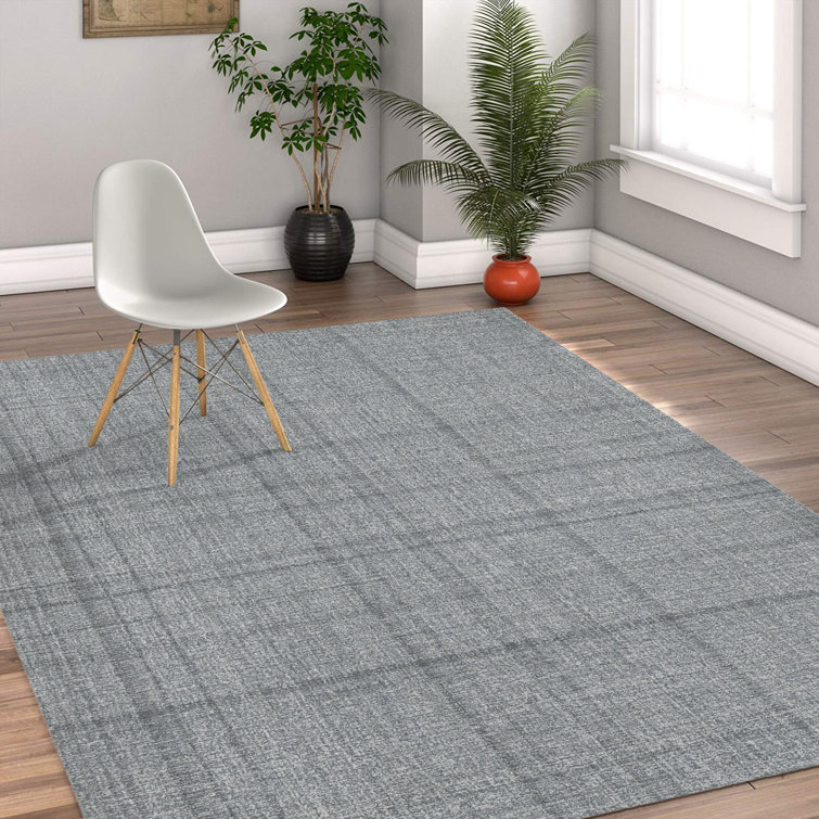 Gray Hand-Tufted Wool Rectangular Area Rug 5' x 7'