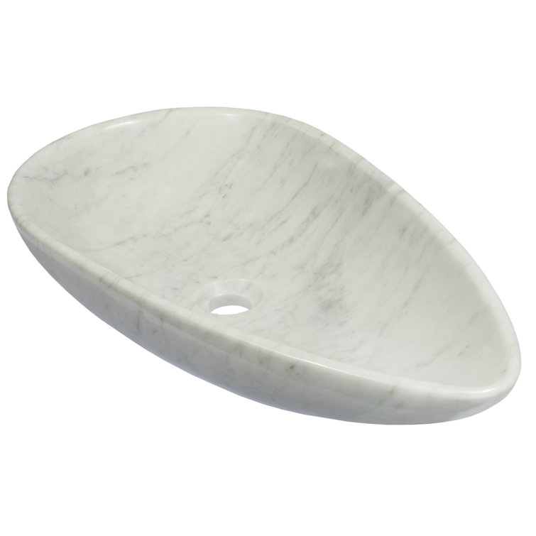 Carrara White Marble 25'' Pod Shaped Vessel Sink