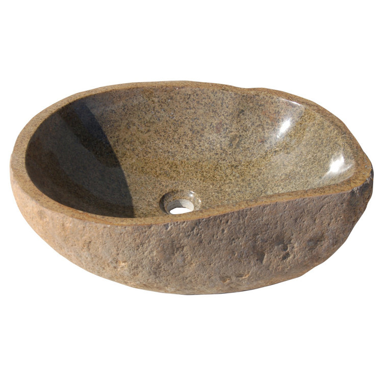 Natural River Rock Stone Bathroom Sink with Polished Interior