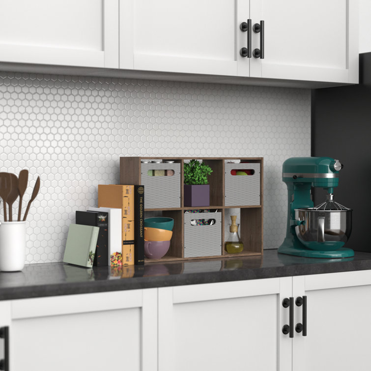Weathered Gray Wood 6-Cube Floating Wall Organizer