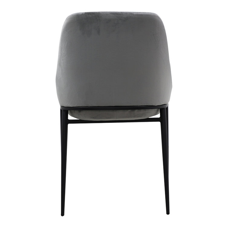 Gray Upholstered Side Chair with Metal Legs, Set of 2