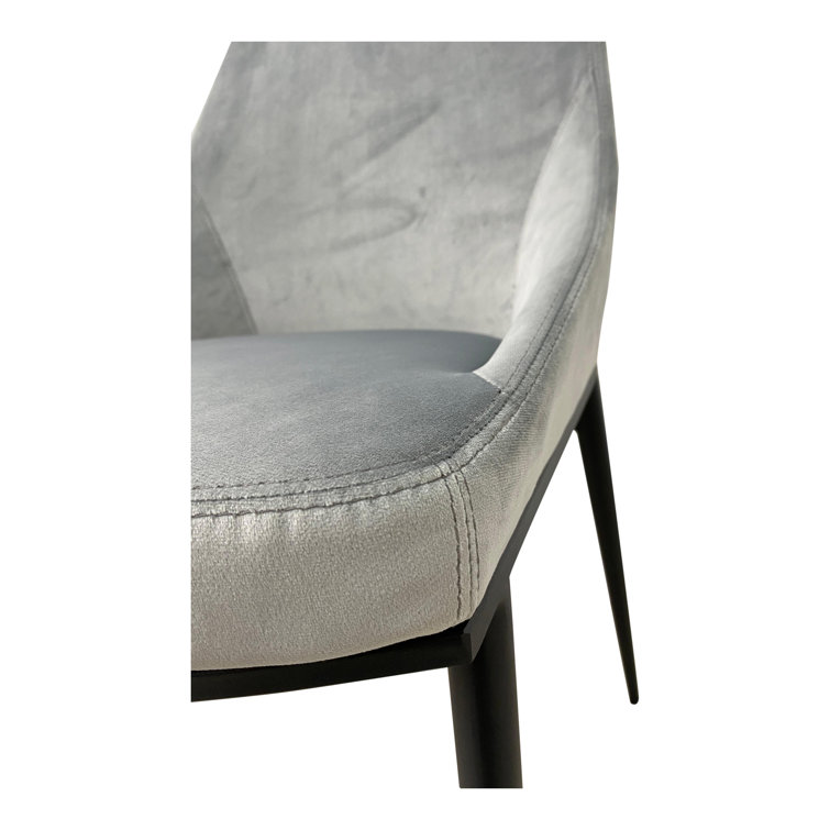 Gray Upholstered Side Chair with Metal Legs, Set of 2