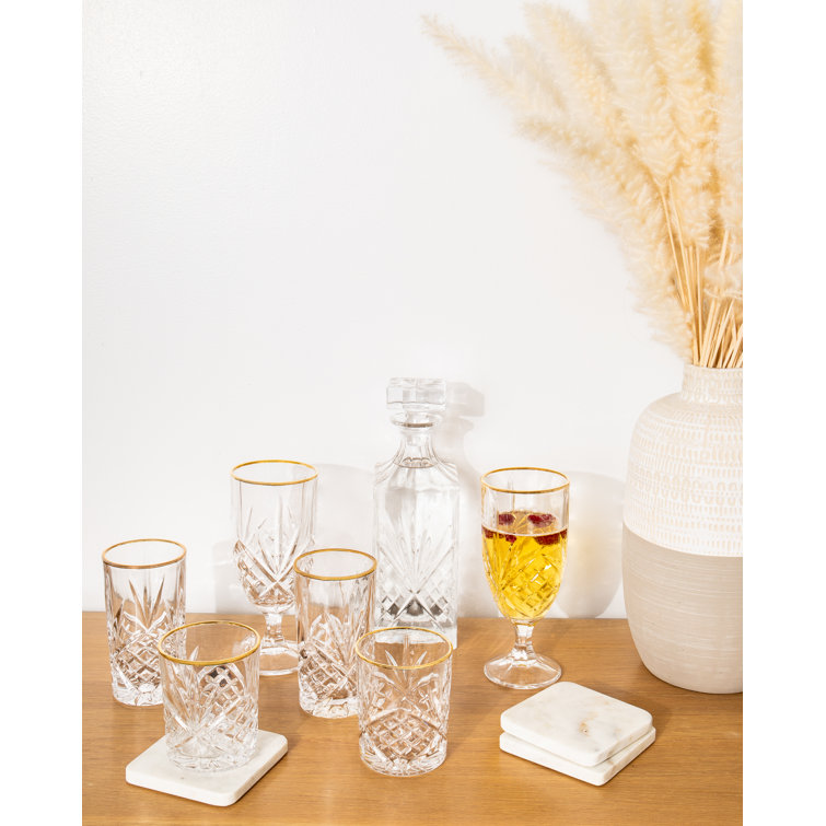 Godinger 8oz Crystal Whiskey Glasses with Gold Rim, Set of 4