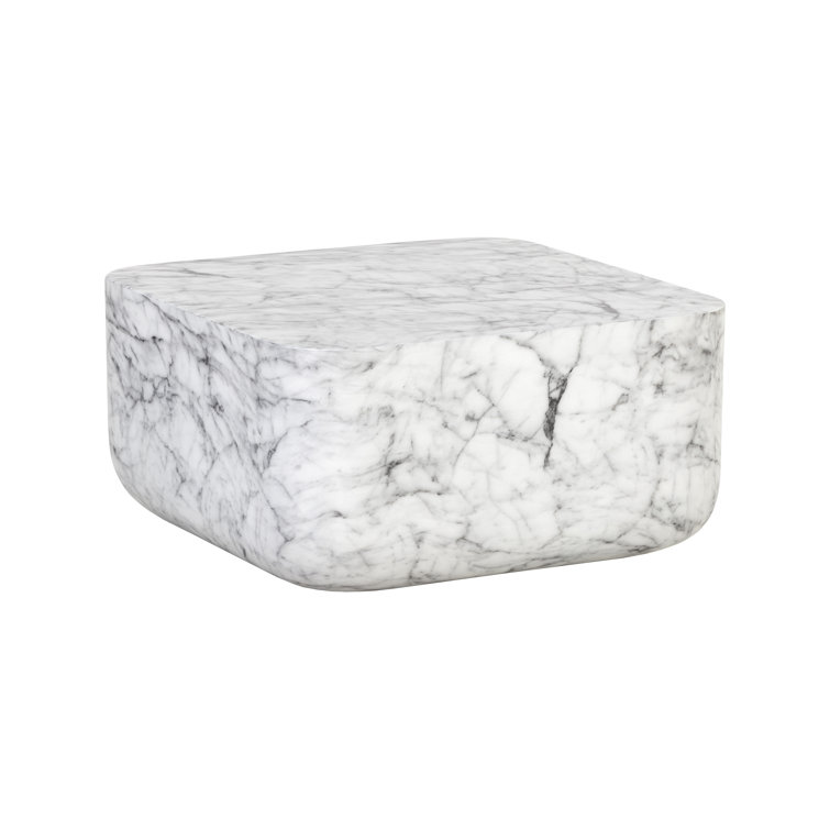 Contemporary White Marble Square Outdoor Coffee Table
