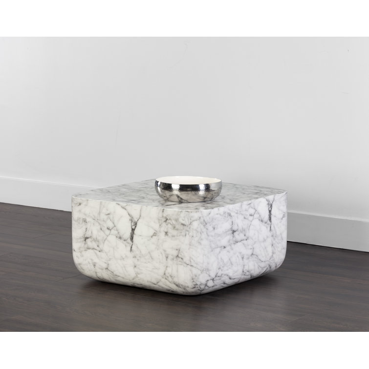 Contemporary White Marble Square Outdoor Coffee Table