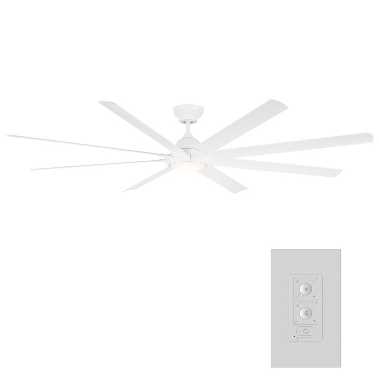 Hydra 96" Matte White Smart Ceiling Fan with LED Light Kit