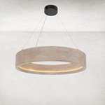 Contemporary Bronze Oak Veneer LED Chandelier 33"