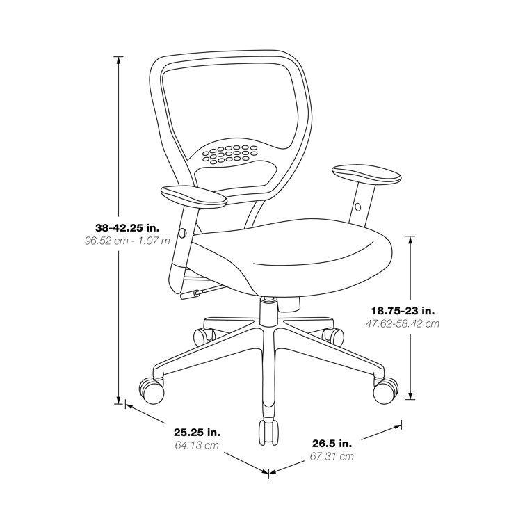Black Mesh Adjustable Swivel Task Chair with Lumbar Support