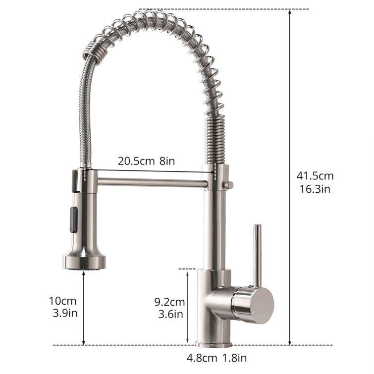Brushed Nickel High-Arc Pull-Down Kitchen Faucet with Spray