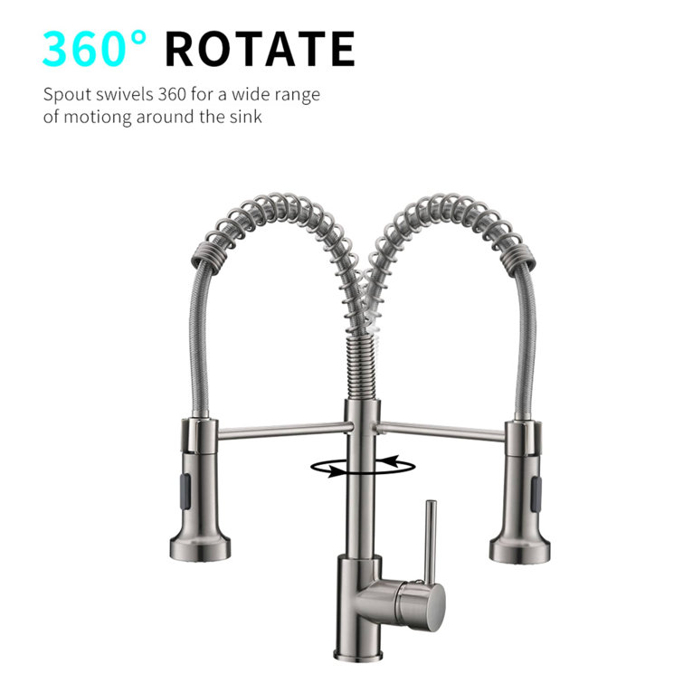 Brushed Nickel High-Arc Pull-Down Kitchen Faucet with Spray
