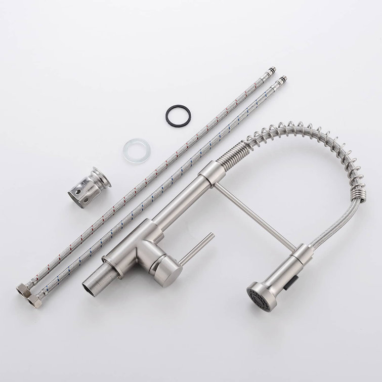 Brushed Nickel High-Arc Pull-Down Kitchen Faucet with Spray