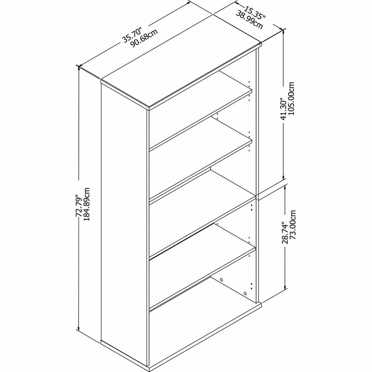 Hansen Cherry 73" Adjustable 5-Shelf Wooden Bookcase