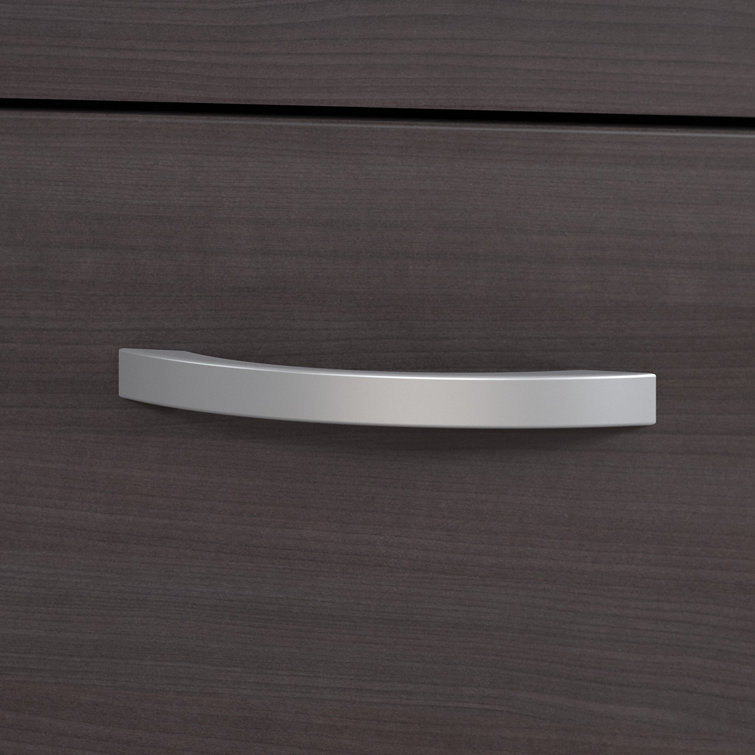 Contemporary Storm Gray L-Shaped Desk with Hutch & Cable Management