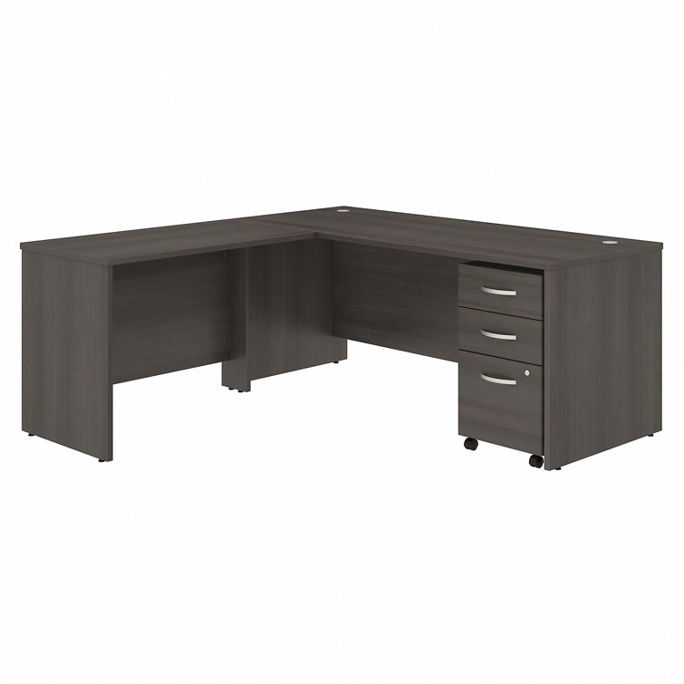 Storm Gray L-Shaped Computer Desk with Filing Cabinet