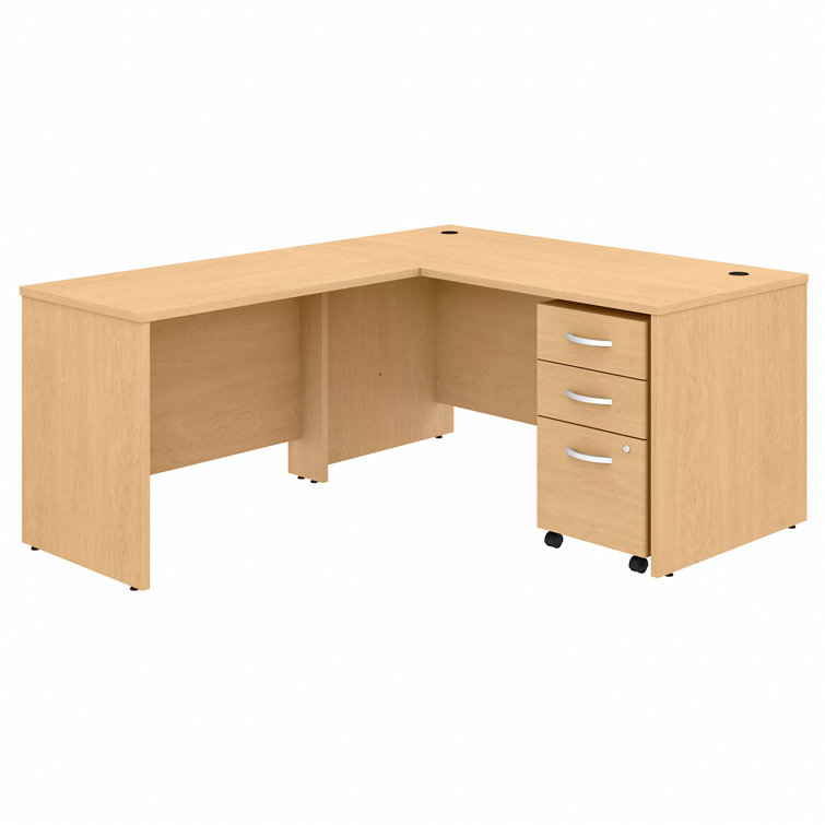 Storm Gray L-Shaped Computer Desk with Filing Cabinet