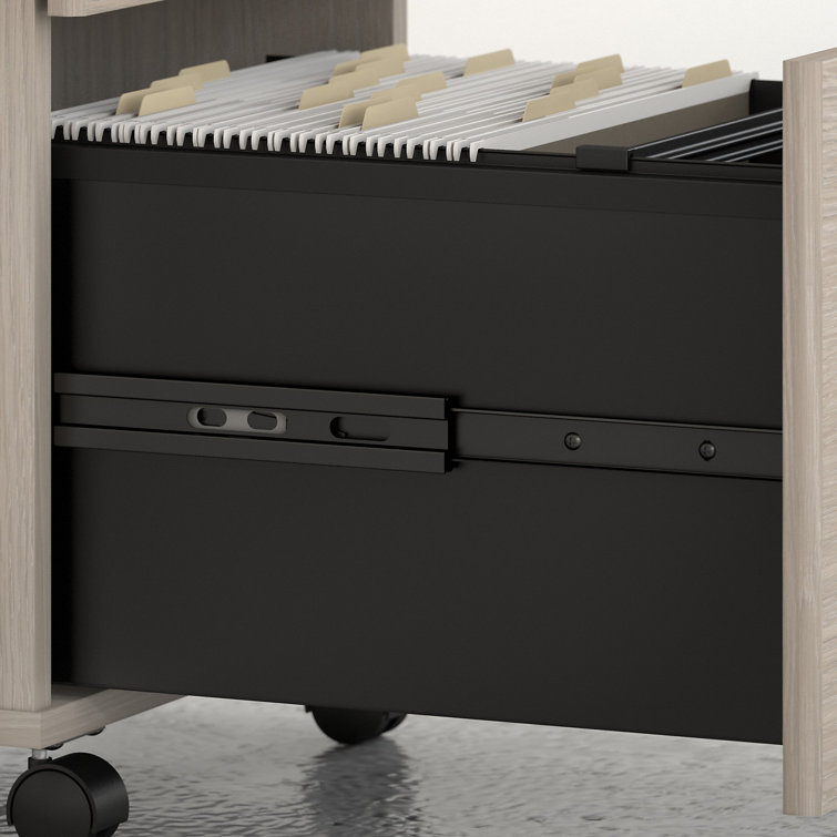 Storm Gray L-Shaped Computer Desk with Filing Cabinet