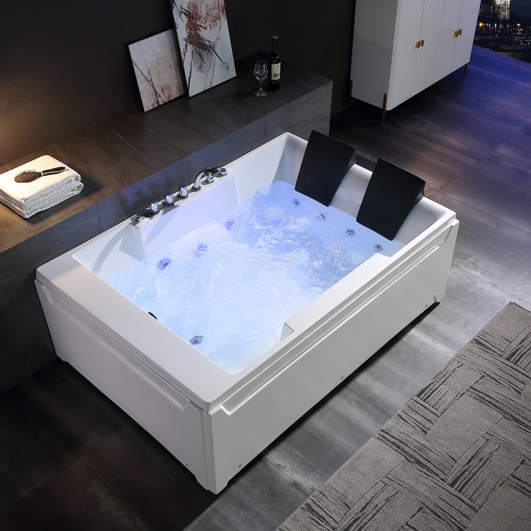 Modern White Acrylic 72'' x 48'' Alcove Whirlpool Bathtub