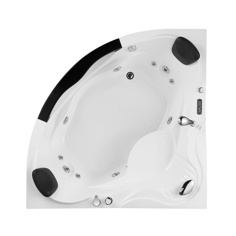 Modern White Acrylic Corner Whirlpool Bathtub with Faucet
