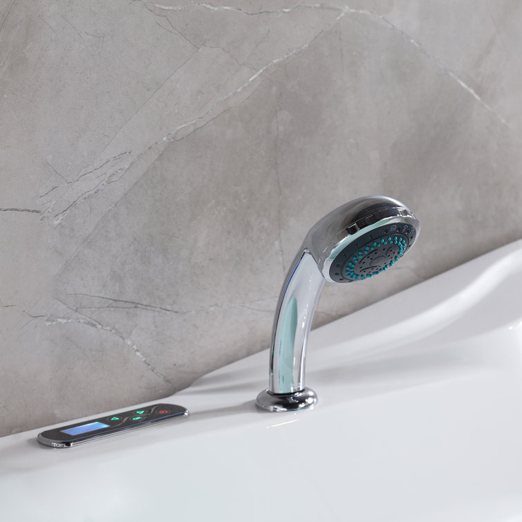 Modern White Acrylic Corner Whirlpool Bathtub with Faucet