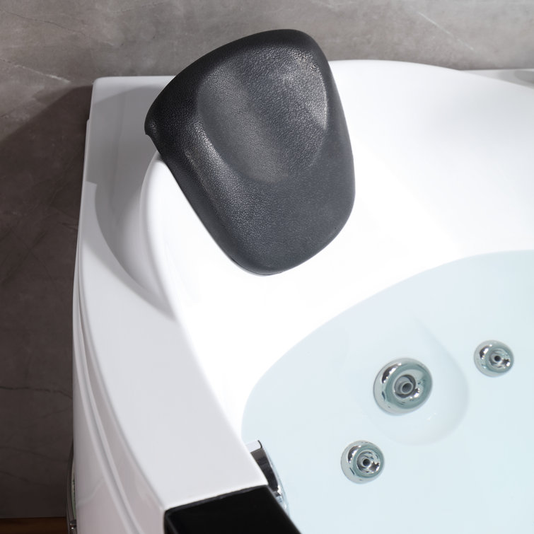 Modern White Acrylic Corner Whirlpool Bathtub with Faucet